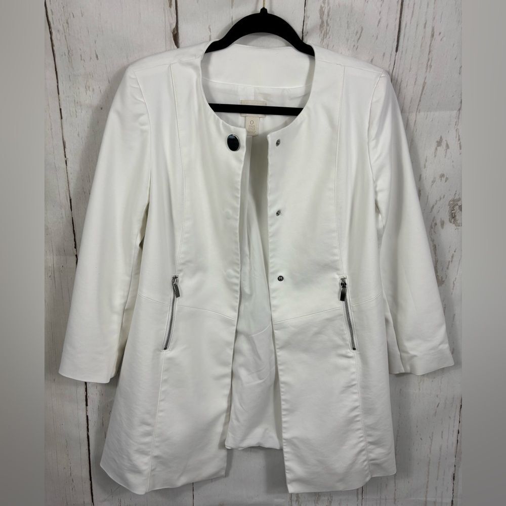 ‼️5/$25‼️ Chicos Women Blazer Jacket White Minimalist Capsule Business Office